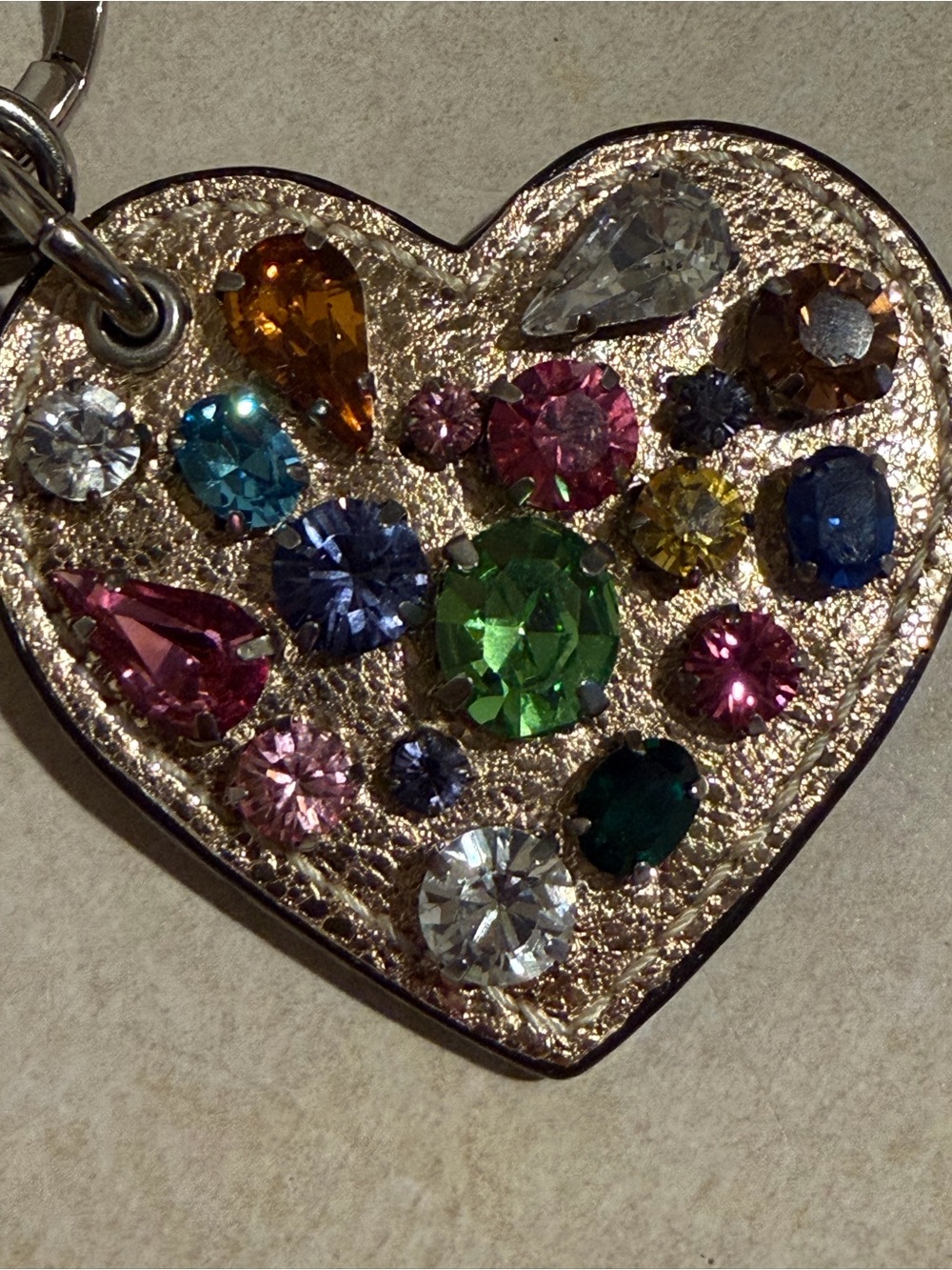 Coach Multicolor Crystal Heart Keychain